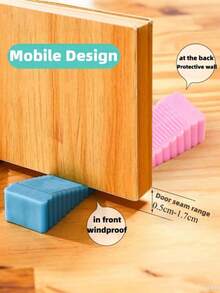 3/1pc 防风门挡 免打孔创意硅胶门挡 家用门楔防夹门卡 家具保护 边缘保护套 适用于家庭和办公室使用 墙面保护 (颜色和款式随机)