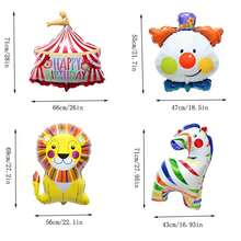 1 pieza Globos de cumpleaños, globos con tema de circo, payasos de pie grandes, planetas a rayas, globos de película de aluminio con animales, decoraciones de escena de cumpleaños, arreglos de escena de fiesta sorpresa, carnavales, productos de decoración navideña - Multicolor - Ver 4