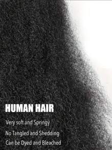 50g/Pack Afro Kinky Bulk Human Hair Extensions 10-16 Inch Natural Color Human Hair For Boho Twist Braiding Dreadlocks Unisex  Natural Look For Twists And Braids Extentions - SNatural - 查看 3