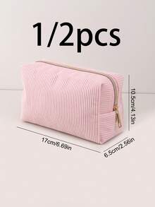 1/2pcs Large Capacity Corduroy Pencil Pouch, Simple Solid Color Pencil Pouch, Essential Supplies For Student Stationery Storage.,Pencil Case,Pencil Pouch,School Bag - Multicolor - View 11