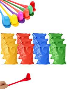 6 件/2 套 - 土豆袋赛跑和跳袋+鸡蛋勺赛跑套装，木制鸡蛋平衡接力赛 - 39.37 英寸户外家庭游戏，适合圣诞节、生日派对、嘉年华、圣诞土豆袋赛跑袋、户外派对游戏、跳袋、生日毕业典礼、派对、野外活动日、生日派对、户外家庭聚会、烧烤、万圣节派对用品 - 彩色 - 查看 3