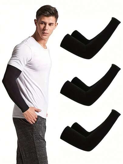 男士清凉护臂 - 高尔夫、骑行、跑步和驾驶防晒 - 全天保持凉爽和防护 白色手套臂套 秋季服装 万圣节装扮 黑色护臂套 男士礼物