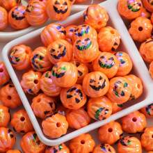 10pcs Vibrant Orange Pumpkin Acrylic Beads, 16mm - Perfect For DIY Jewelry, Bracelets, Necklaces, Keychains & Halloween Crafts
