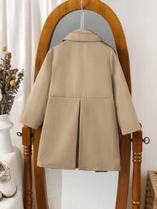 Girls' British Style Double-Breasted Trench Coat, Spring/Autumn New Versatile Fashionable Mid-Length Windproof Lapel Children Outerwear