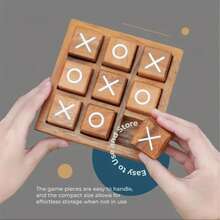 1件 2025新款优雅高品质XO国际象棋，趣味派对双人互动游戏，小型木制井字棋桌面玩具，节日礼物，派对小礼物，生日礼物 - 圣诞礼物 - 万圣节礼物 - 完美礼物 - 彩色 - 查看 7