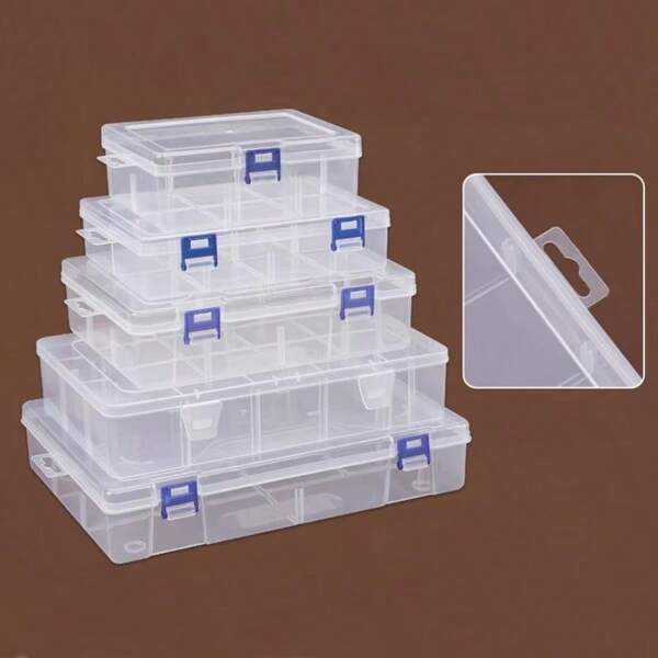 QIAO 1pc Plastic Storage Containers Box With Lid Big Capacity Clear Rectangle Box For Collecting Small Items, Beads, Crafts Accessories