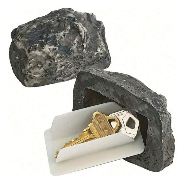 1pc Resin Faux Stone Outdoor Key Box,Key Hider, - Realistic Natural Lawn Garden/Yard Planter Mini Landscape Decoration, Simulation Small Stone Decoration, Anti-Theft Design, Practical Concealment, Garden Landscape Decoration, Suitable For Family Doors, Courtyards, Gardens And Other Outdoor Places, Home/Spare Key Storag