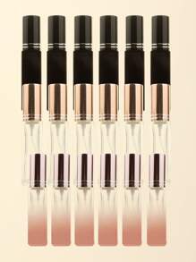 3pcs/6pcs/12pcs/18pcs 10ml Square Glass Refillable Makeup Toner Perfume Small Sample Transparent Fine Mist Spray Bottle, Black/Amber, With Funnel Atomizer, Rose Gold/Purple/Pink