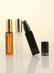 3pcs/6pcs/12pcs/18pcs 10ml Square Glass Refillable Makeup Toner Perfume Small Sample Transparent Fine Mist Spray Bottle, Black/Amber, With Funnel Atomizer, Rose Gold/Purple/Pink