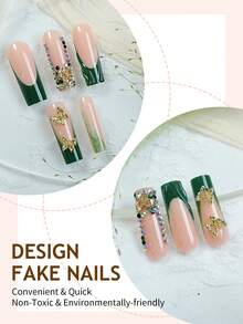 24 miếng dán móng tay giả họa tiết hoa kiểu Trung Quốc. Được trang trí bằng kim tuyến xanh, phủ kín toàn bộ móng giả. Sang trọng và thanh lịch. Thích hợp cho phụ nữ và các bạn gái. Dụng cụ làm móng - Nhiều màu - Xem 3