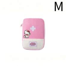 Sanrio 1/3 عبوة حقيبة طبية إسعافات أولية محمولة من النايلون مقاومة للماء من ساتريو هيلو كيتي، مغلقة بسحاب أحمر لحالات الطوارئ والوقاية من الأوبئة للسفر والرحلات العائلية والمخيمات والحفلات الصيفية الخارجية والتخييم والرحلات البرية، إكسسوارات السفر، منظم السفر، لوازم السفر، حقيبة السفر، عطلة الجامعة، السفن البحرية
