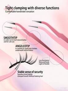 Set de 3 piezas: 1 caja de pestañas postizas negras y 1 pegamento para pestañas de doble cara y una pinza para cejas en ángulo rosa, pestañas falsas VBS30D/40D D/100A/100D, 32 hebras de pestañas cuadradas en caja, psemiles largos y definidos con tallos suaves y finos, 5ml + 2 súper fuerte, pegamento de cejas 2 en 1, adecuado para maquillaje diario/fiesta, edición limitada para fiestas y artículos de maquillaje