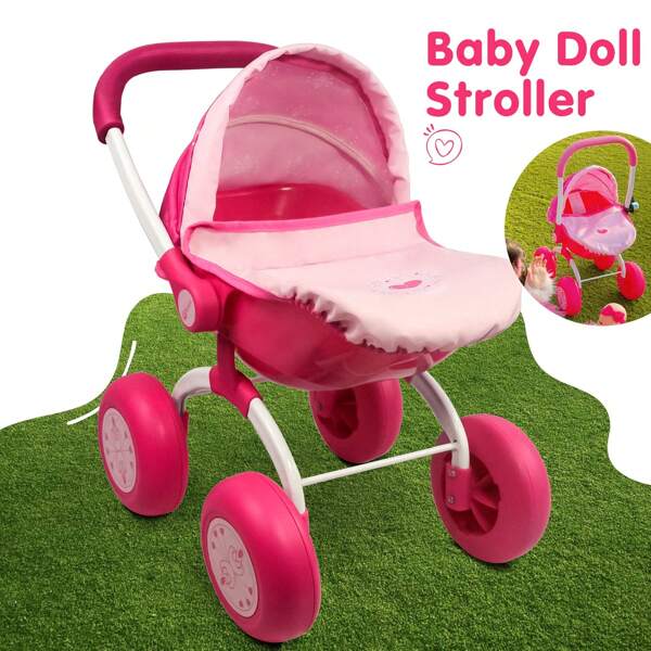 Cochecito de muñeca bebé Anivia para niñas de 3 años, juguete para carritos de muñecas, fácil de plegar para almacenamiento y viaje, para muñecas, peluches y animales de peluche, juego de simulación para niños de 3+ años, regalo