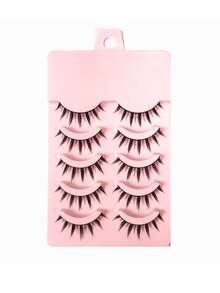 化妆假睫毛，5 对漫画睫毛，纤细动漫假睫毛自然外观，蓬松尖刺娃娃睫毛，卡通睫毛，0.3-1.2 厘米