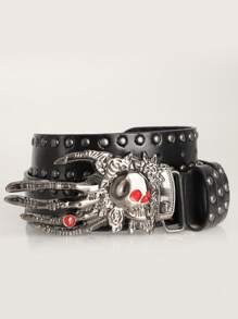 Cinturón Studded de ojos rojos para nueva llegada, cinturón único de estilo rock oscuro punk Y2K, adecuado para música rock, fiesta de Halloween