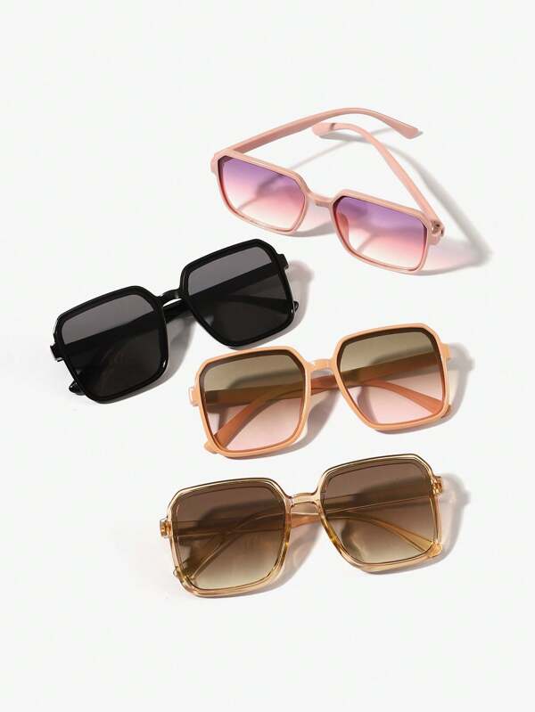 4 pièces lunettes de mode carrées larges en acrylique à la mode pour femmes, essentiels pour la plage, accessoires Y2K et activités de plein air