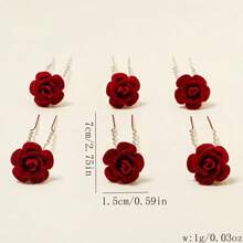 10pcs Rose Hairpin, Simple & Elegant Hair Clip For Updo Hairstyle, Suitable For Party, Zinc Alloy Retro Design