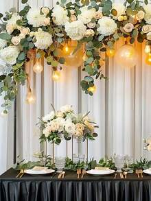 1 set Arco de marco de hierro dorado, negro y blanco, decoración para cumpleaños, boda, aniversario, fiesta de playa, piscina, hawaiana, ajustable para mesa, decoración para bodas, cumpleaños, Halloween, Navidad, decoración de mesa para fiestas y eventos, hogar, arco resistente de fiesta, pieza versátil de decoración de mesa, suministros decorativos, decoración de fotografía de habitación del hogar, accesorios para arcos de globos, decoración de flores artificiales