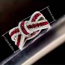 New Fashion Exquisite Red Synthetic Bow Ring Engagement Anniversary Ring Women's Jewelry Daily Casual Accessories - Red 1 - 查看 4