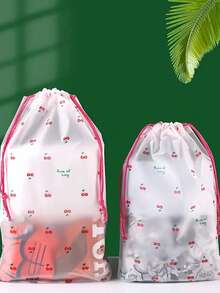 2/5/8/10/15 樱桃图案透明塑料收纳袋，便携式旅行鞋袋，鞋袋，抽绳鞋袋整理袋，男女通用 - 卡通靴袋鞋盒鞋盒鞋收纳盒鞋收纳配件，适用于旅行、度假、邮轮、夏季假期旅行包、旅行用品、大学宿舍、家庭学校必备、邮递员必备、返校必备 - 彩色 - 查看 6