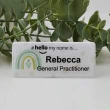 Spersonalizowana nazwa, tęczowe kropki "Witaj, mam na imię", identyfikator pielęgniarki, położnej w szpitalu, pielęgniarki, stażysty | Identyfikator pielęgniarki | Identyfikator pielęgniarki | Edukator | Pielęgniarka | Lekarz | Nauczyciel | Dentysta | Położna