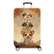 1件动物叠叠系列印花图案，加厚旅行箱保护套，加厚旅行箱配件，适用于商务、出差、度假、旅行、行李托运、返校，为您的旅行箱增添色彩。适用于20-28英寸旅行箱。学校用品包，学校用品 - 彩色 - 查看 15