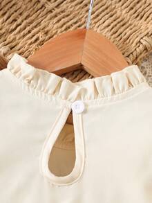 Baby Girl Cute Bow Decor Dress, Suitable For Outdoor Wear, Autumn/Winter - Brown - View 4