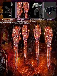 1 Set Of Realistic Halloween Skull Decorative Lights, 3 Pieces Skull Arms With Stakes Black Cracked Skulls Outdoor Yard Lawn Garden Cemetery Party Supplies, Yard Ground Stakes, Halloween Ground Stakes, Skeleton Hands Halloween Decor Light Home Decor Party Decor Halloween Decoration Room Decor Halloween Garden Decor For Gift Fairy - Halloween Skull Pile - View 4