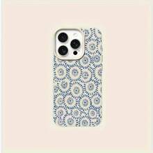 White Lychee Pattern Blue Flower Circle  Case TPU Protective Cover| Shockproof Phone Case| Suitable For  7 / X / XS / 11 Series And  12 / 13 / 14 / 15 Models Scratch-Resistant Transparent Case,Suitable For  17 Air - trắng - Xem 6