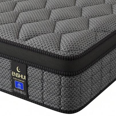 ENSHUI 12 Inch Hybrid Mattress With Gel Memory Foam And Pocket Springs For Cooling And Support, Twin To King Sizes
