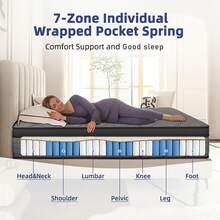 ENSHUI 12 Inch Hybrid Mattress With Gel Memory Foam And Pocket Springs For Cooling And Support, Twin To King Sizes - Xám - Xem 4