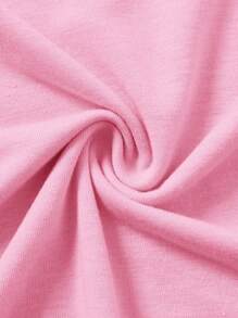 Conjunto de 3 piezas informal y minimalista para mujer con estampado de mariposa y flor, camiseta de cuello redondo, manga corta para verano - Rosa - Ver 6