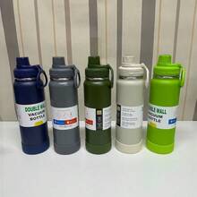 Anti-Leak Vacuum Thermal Bottle 600ml 800ml 1000ml 1200ml School Children Adult With Strap Keychain With Rubber - 淺青色 - 查看 8