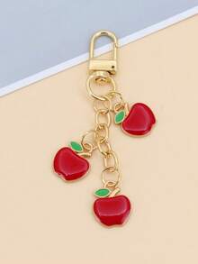 1 件男女通用新款合金油滴苹果钥匙扣简约清新夏季水果吊坠配件包包装饰圣诞背包装饰钥匙扣 - 紅色 - 查看 1