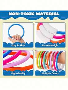1/2/4PCS Colorful Sinking Diving Rings, Fun Underwater Pool Toys , Perfect For Diving Training And Retrieval, Orange, Green, Blue, Yellow, Pool Diving Toys, Swimming Pool Toys, Pool Accessories, Pool Party - Multicolor - View 5
