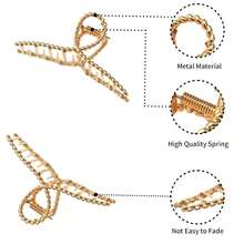 5pcs Hair Clips Set, Golden Large Clips For Thick And Thin Hair, Non-Slip Metal Hair Clip, Hair Clip Hair Claw For Women Hair Styling Tool - 5件 - 查看 2