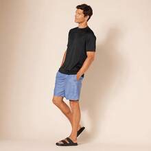 Essentials - Men's UPF 50 Quick-Drying Short-Sleeve Swim Shirt - 黑色 - 查看 5