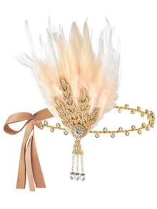 D EXCEED 1/4/6 件女士 1920 年代 Flapper Gatsby 配饰套装万圣节派对 Great Gatsby 女士复古时尚人造羽毛头带发饰新娘头饰表演舞台道具配饰