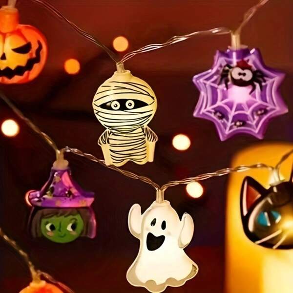 The New, Hot-Selling LED Halloween Decoration String Featuring Creative Mummy, Witch, And Pirate Lights To Create A Festive Atmosphere.