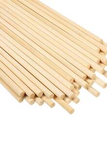 100pcs Unfinished Wooden Dowel Rods, Wooden Craft Sticks, Bamboo Sticks - For Crafters, DIY Hobbyists, Handmade Projects, Craft Photo Booth Props - Brown - View 7