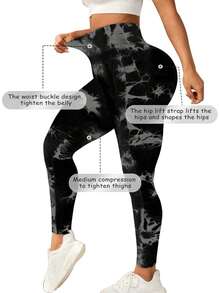 Plus Size Sport High Waisted Seamless Slim Leggings For Women - Resilient Soft Touch Quick-Drying Breathable 4-Way  Stretch Butt Lifting Legging For Hiking Running Cycling Yoga Pickleball Exercize Casual - 黑札 - 查看 5