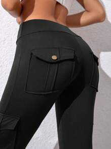 Calças de ioga femininas de cintura alta com vários bolsos, 2 peças, leggings esportivas para levantamento de bumbum e ajuste para atividades ao ar livre, corrida e ciclismo