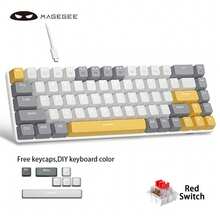 MageGee Box 65% 机械键盘，有线游戏键盘，带蓝/红轴，Type-C，68 键，LED 背光，迷你紧凑型键盘，适用于笔记本电脑、Windows PC 和游戏 - 彩色 - 查看 13