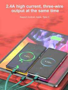 三合一1米快充线，可伸缩1/2/3线，TPE充电数据线，兼容vivo/OPPO等主流品牌，集成iOS/Android/Type-C接口 - 彩色 - 查看 6