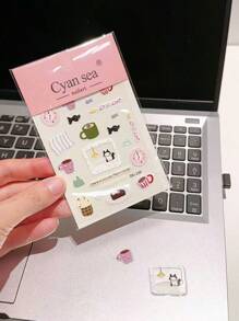 1 韩国猫咪时钟滴管贴纸可爱3D果冻电脑iPad手机外壳DIY材料贴纸 - 彩色 - 查看 2