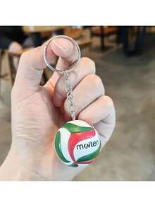1 件时尚 3.8 厘米足球/排球 PVC 钥匙扣，PVC 排球钥匙扣配件，商务排球礼品，沙滩球运动员礼物，男女学校汽车配件可爱哥特 Y2k - 彩色 - 查看 7