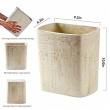 Natal Travertine Textures Bathroom Trash Can 1.8 Gallon(Liter) Small Kitchen Garbage Can, Living Room Bedroom Trash Can, Decorative Wastebasket Home Office, Handmade Resin Waste Bin - Đá vàng - Xem 2