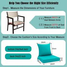 Outdoor Cushions For Patio Furniture Outdoor Seat Cushion Waterproof Hampton Bay Deep Seat Replacement Couch Chair Cushions For Garden Lawn Backyard Deck 24 X 24 Peacock Blue - 孔雀藍 - 查看 5