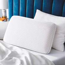 Almohada de Espuma Viscoelástica Premium con Doble Funda Protectora (Exterior Transpirable y Forro Interior) para un Soporte Cervical Ergonómico, Mayor Durabilidad y Descanso Reparador –  con Cremallera de Alta Calidad - Blanco - Ver 1