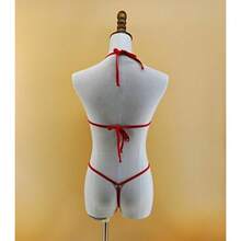 SHERRYLO Conjunto de microbikini G-string extremo sin cobertura, lencería sexy exótica para mujer, atuendos de bailarina desnuda sensual - 1603 Rojo - Ver 4